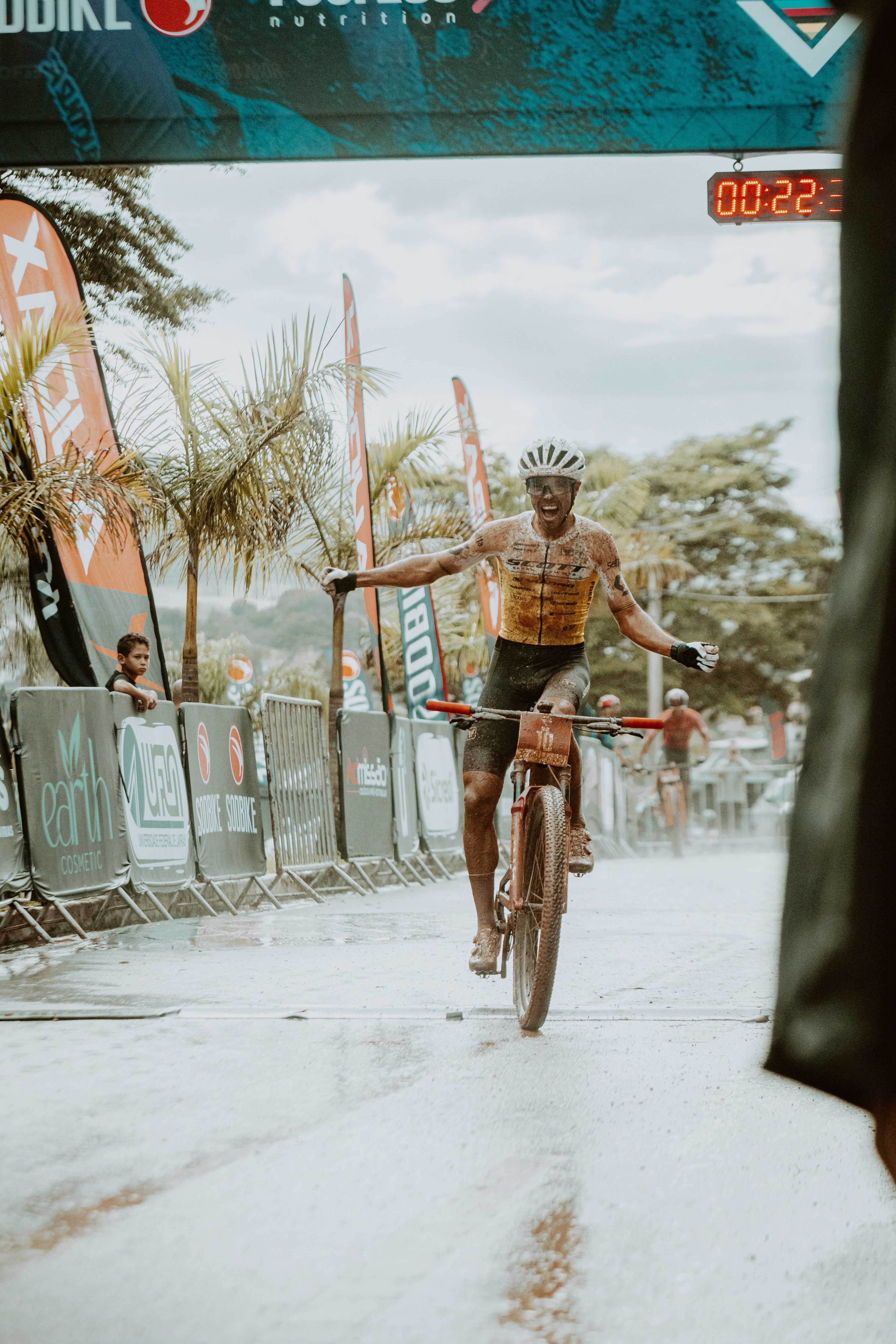 Cyclist celebrates victory