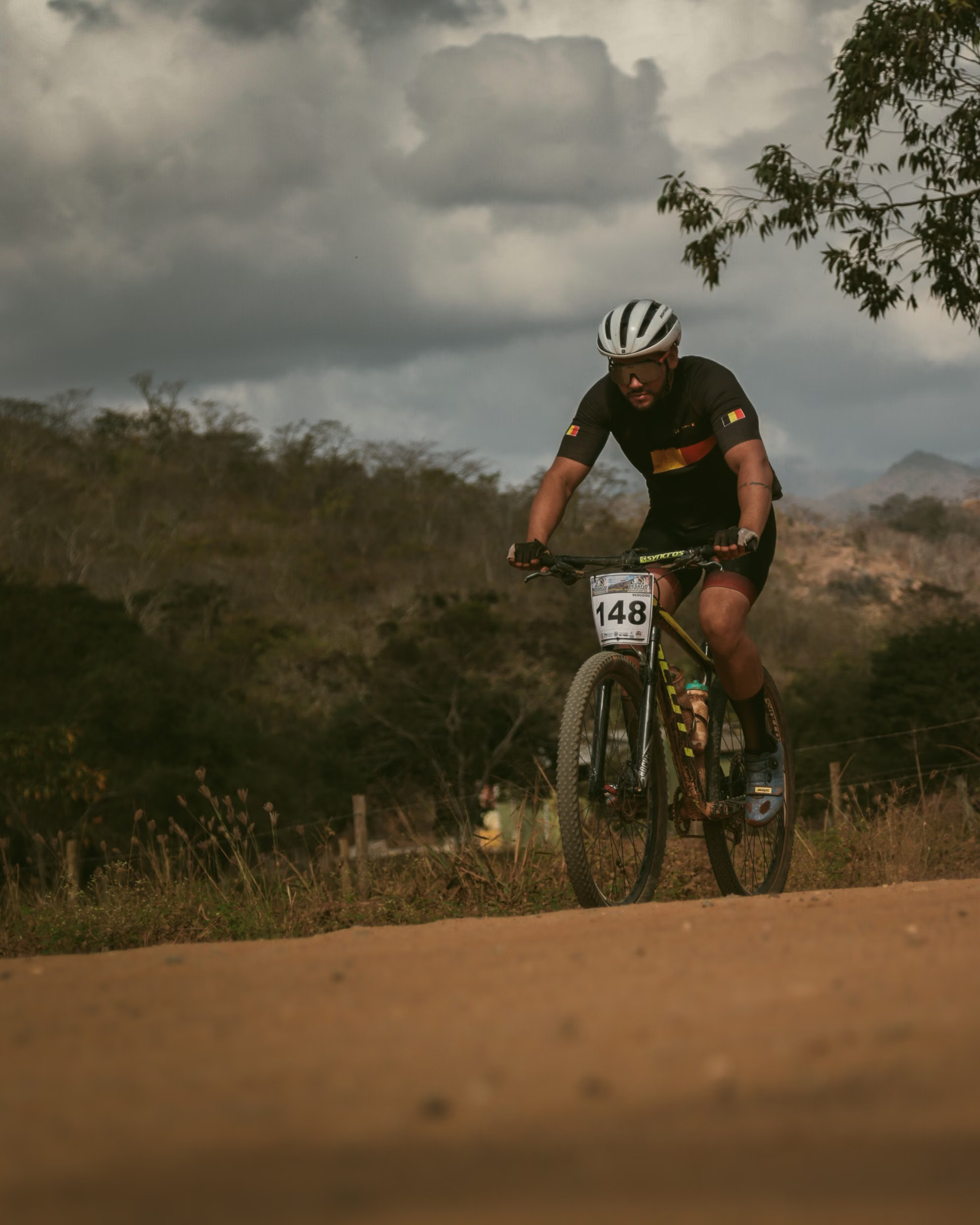 Mountain biker racing